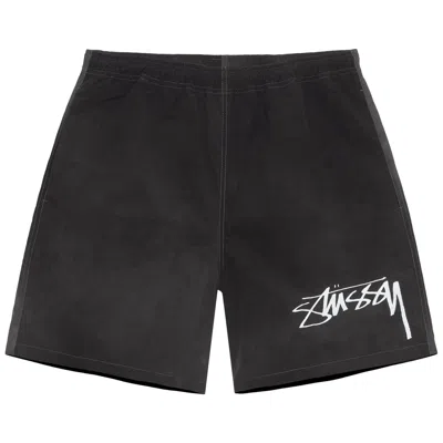 Pre-owned Stussy Wave Dye Nylon Short 'black'