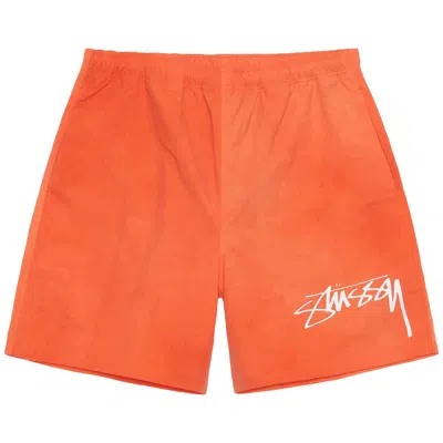 Pre-owned Stussy Wave Dye Nylon Short 'persimmon' In Orange