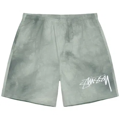 Pre-owned Stussy Wave Dye Nylon Short 'sage' In Green