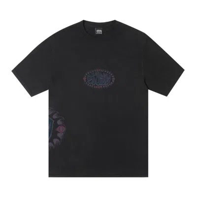 Pre-owned Stussy Wave Oval Tee Pigment Dyed 'black' | Men's Size L