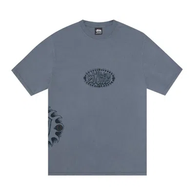 Pre-owned Stussy Wave Oval Tee Pigment Dyed 'navy' | Blue | Men's Size L