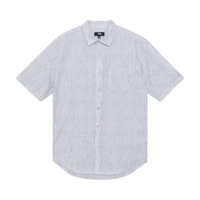 Pre-owned Stussy Wavy Striped Short-sleeve Shirt 'blue' | Men's Size Xl