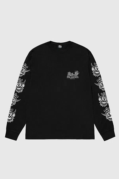 Stussy Wd Pool Service Long Sleeve Tee In Black, Men's At Urban Outfitters
