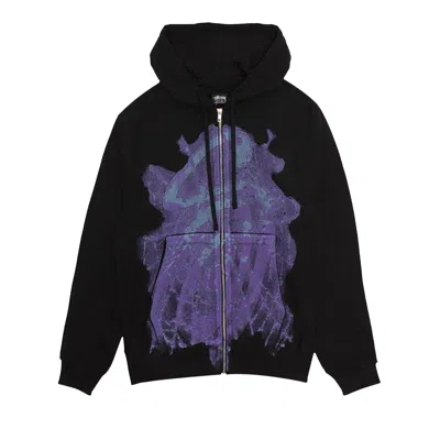 Pre-owned Stussy Web Zip Hoodie 'black'