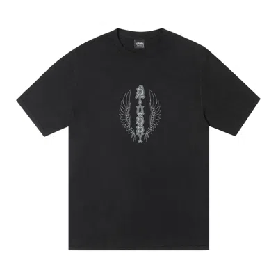 Pre-owned Stussy Wes Wings Tee Pigment Dyed 'black' | Men's Size L