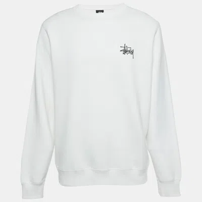 Pre-owned Stussy White Cotton Knit Crewneck Sweatshirt M