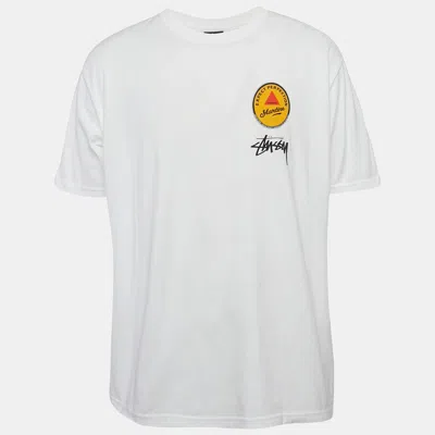 Pre-owned Stussy White Printed Crew Neck Martin Rose T-shirt L