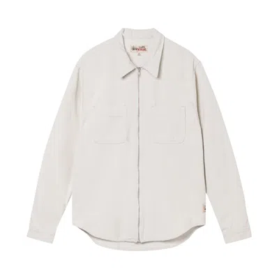 Pre-owned Stussy Wide Wale Cord Zip Shirt 'bone' In White