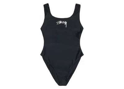 Pre-owned Stussy Women's  Surf Stock One Piece Swimsuit In Black