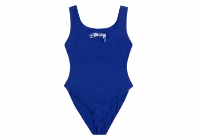 Pre-owned Stussy Women's  Surf Stock One Piece Swimsuit In Blue