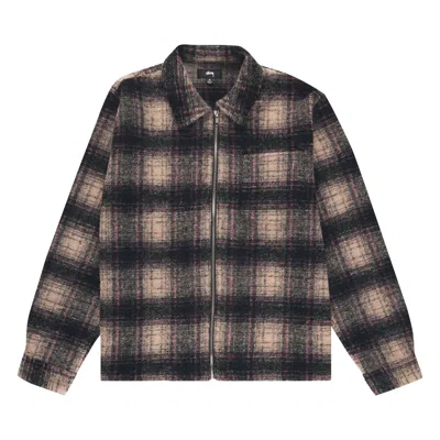 Pre-owned Stussy Wool Plaid Zip Shirt 'lilac' In Multi-color