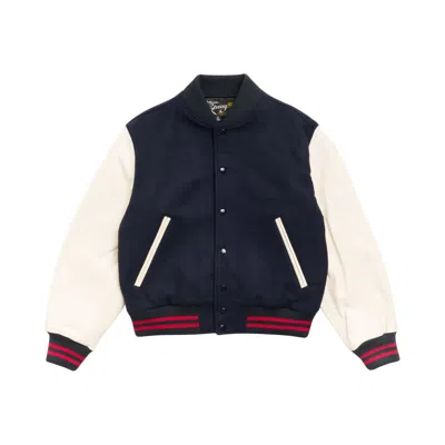 Pre-owned Stussy Wool Varsity Jacket 'navy' | Blue | Men's Size S