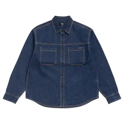 Pre-owned Stussy Work Denim Shirt 'dark Denim' | Blue | Men's Size Xxl