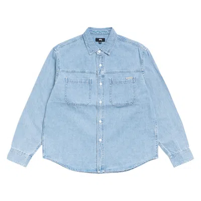 Pre-owned Stussy Work Denim Shirt 'light Denim' | Blue | Men's Size Xxl