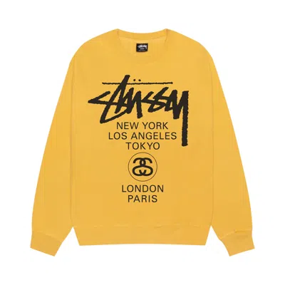 Pre-owned Stussy World Tour Crew 'honey' In Yellow