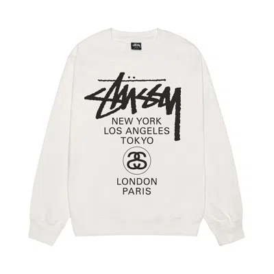 Pre-owned Stussy World Tour Crew 'natural' | White | Men's Size L