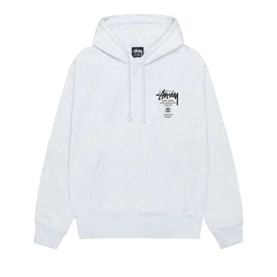 Pre-owned Stussy World Tour Hoodie 'ash Heather' | Grey | Men's Size Xl