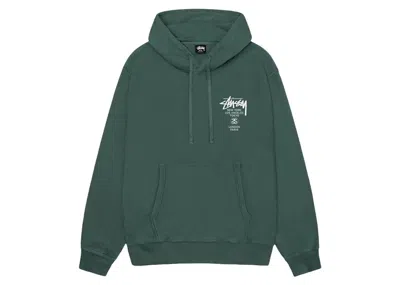 Pre-owned Stussy World Tour Pigment Dyed Hoodie In Forest