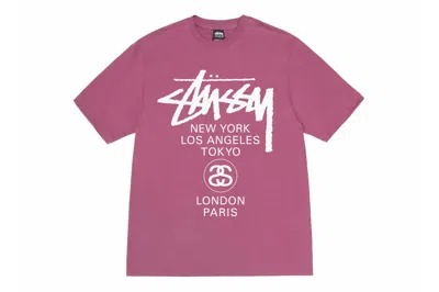 Pre-owned Stussy World Tour T-shirt Berry