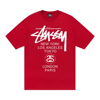 Pre-owned Stussy World Tour Tee 'dark Red' | Men's Size S