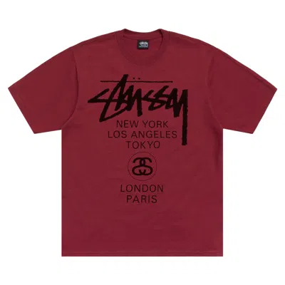 Pre-owned Stussy World Tour Tee 'wine' | Red | Men's Size Xl
