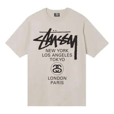 Stussy World Tour T-shirt 'smoke' In Neutral