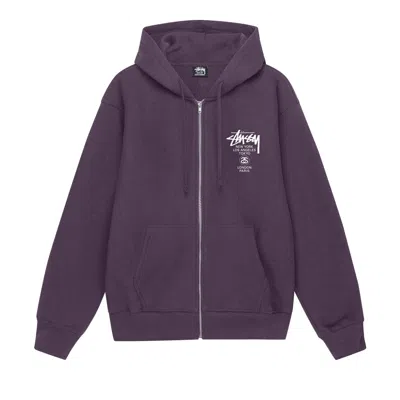 Pre-owned Stussy World Tour Zip Hoodie 'ash Heather' In Grey