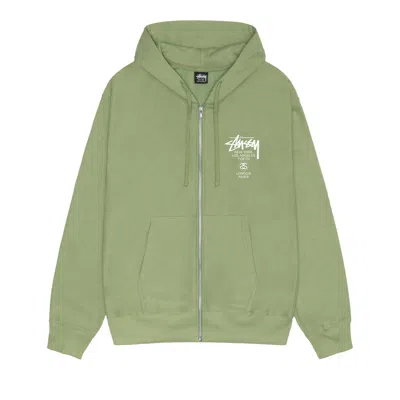Pre-owned Stussy World Tour Zip Hoodie 'moss' In Green