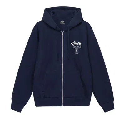Pre-owned Stussy World Tour Zip Hoodie 'navy' | Blue | Men's Size Xl