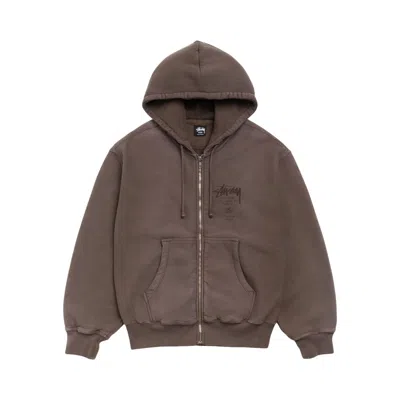 Pre-owned Stussy World Tour Zip Hoodie 'sun Faded Brown' | Men's Size M