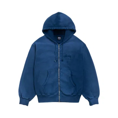 Pre-owned Stussy World Tour Zip Hoodie 'sun Faded Navy' | Blue | Men's Size S