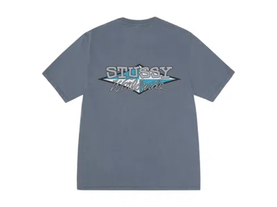 Pre-owned Stussy Worldwide Diamond Pigment Dyed Tee Shirt In Navy Blue