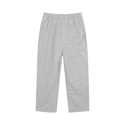 Pre-owned Stussy Wrinkled Stripe Beach Pant 'grey' | Men's Size M