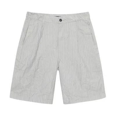 Pre-owned Stussy Wrinkled Stripe Volume Pleated Short 'grey'