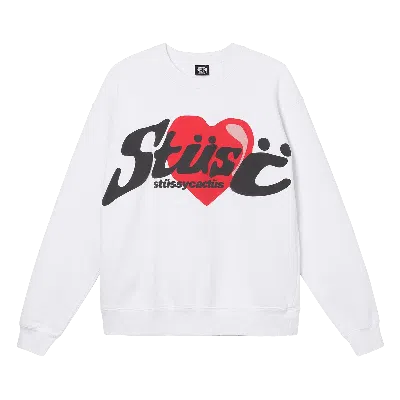 Pre-owned Stussy X Cactus Plant Flea Market Heart Crewneck Sweatshirt 'white'