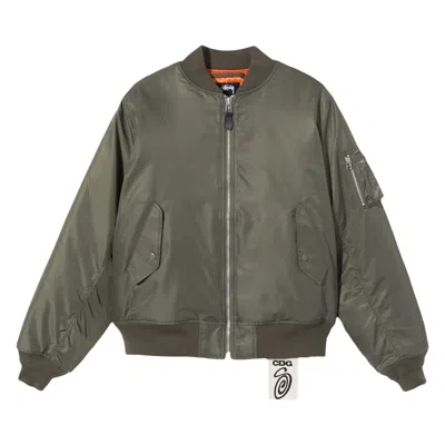 Pre-owned Stussy X Comme Des Garçons Ma-1 Jacket 'olive' In Green