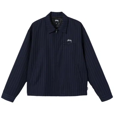Pre-owned Stussy X Comme Des Garçons Pin Striped Bing Jacket 'navy' In Blue