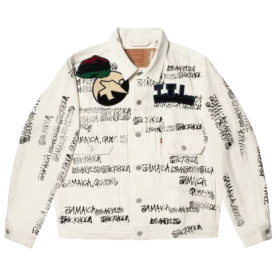 Pre-owned Stussy X Denim Tears X Our Legacy Ttl Denim Jacket 'white'