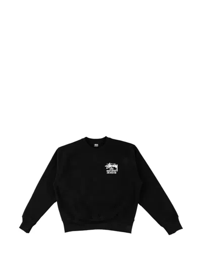 Stussy X Dover Street Market Logo-print Crew-neck Sweater In Black