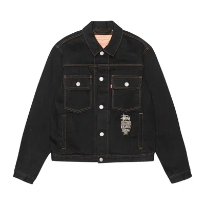 Pre-owned Stussy X Levi's Crispy Rinse Trucker Jacket 'black/brown'
