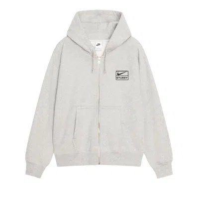 Pre-owned Stussy X Nike Fleece Zip Hoodie 'grey Heather' | Men's Size L In Gray