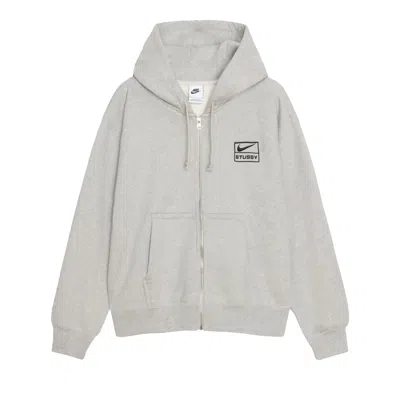 Pre-owned Stussy X Nike Fleece Zip Up Hoodie (asia Sizing) 'grey'