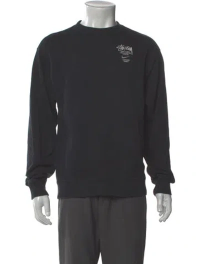 Pre-owned Stüssy X Nike Graphic Print Crew Neck Pullover In Gray