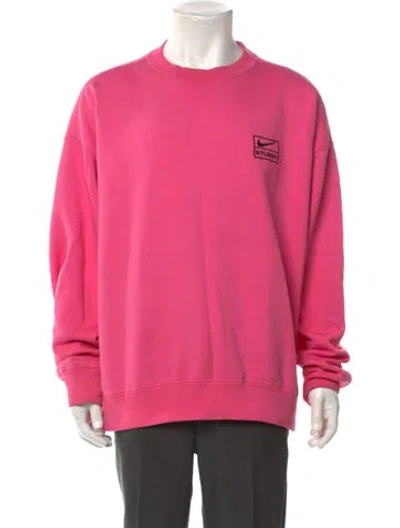 Pre-owned Stüssy X Nike Graphic Print Crew Neck Pullover In Pink