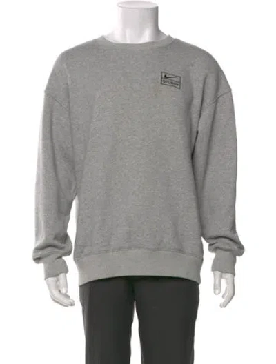 Pre-owned Stüssy X Nike Graphic Print Crew Neck Sweatshirt In Gray