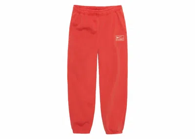 Pre-owned Stussy X Nike Pigment Dyed Fleece Sweatpants In Habanero Red