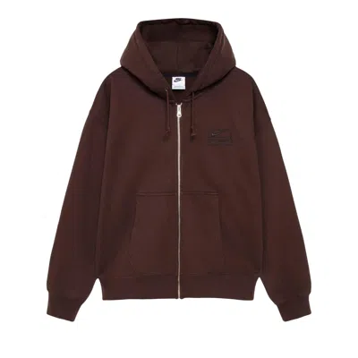 Pre-owned Stussy X Nike Stone Washed Fleece Zip Hoodie 'dark Cinder' | Brown | Men's Size L