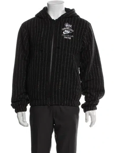 Pre-owned Stüssy X Nike Striped Windbreaker In Gray