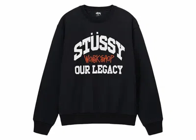 Pre-owned Stussy X Our Legacy Ol Collegiate Pigment Dyed Crewneck Sweatshirt In Black