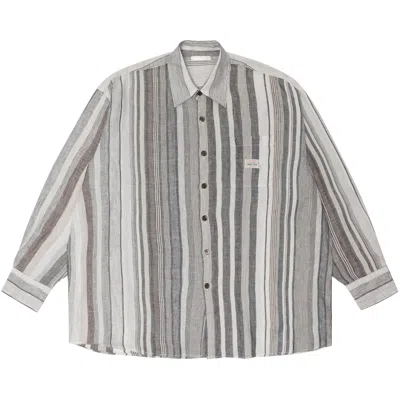 Pre-owned Stussy X Our Legacy Work Shop Borrowed Shirt 'raw Linen Stripe' In Multi-color